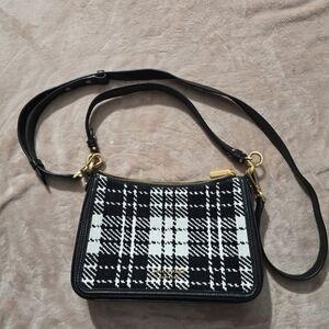 KATE SPADE Hudson Posh Plaid Jacquard Medium Convertible Crossbody-Black Multi